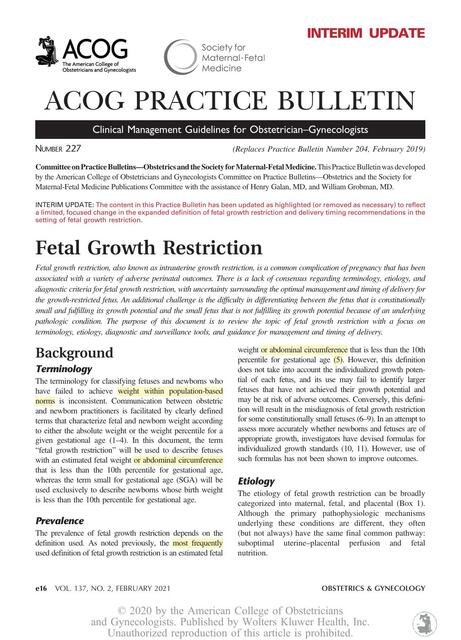 227 FETAL GROWTH RESTRICTION