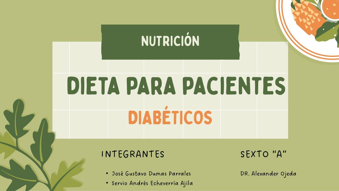 DIETA PARA PACIENTES CON DIABETES