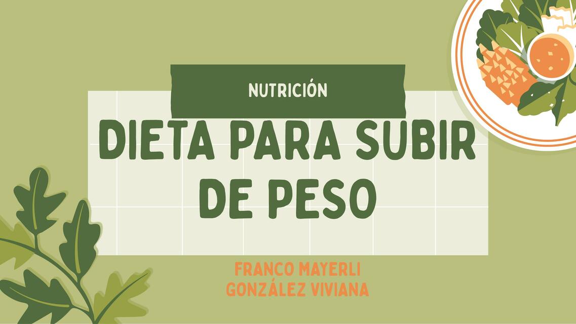 DIETA PARA SUBIR DE PESO