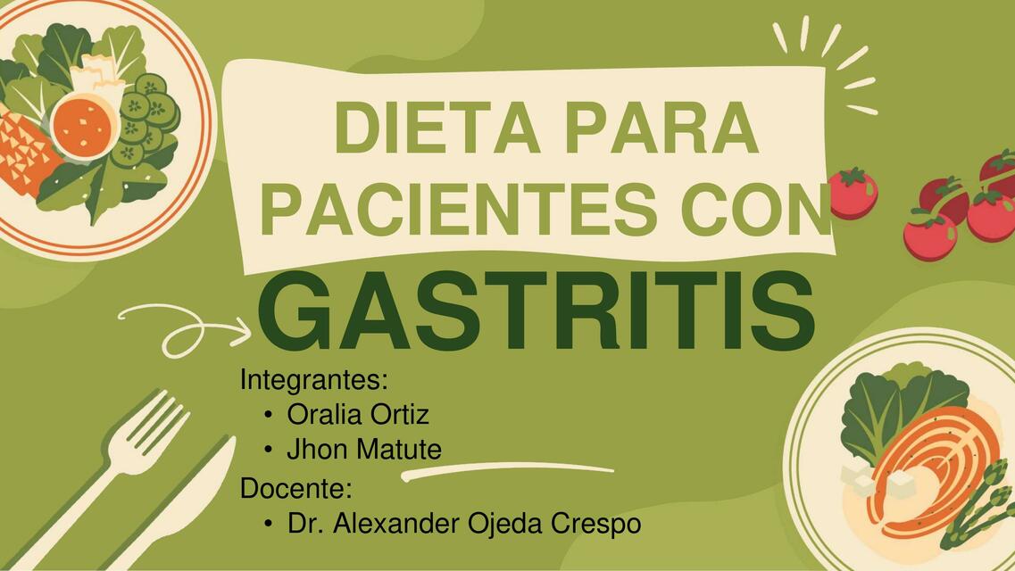 DIETA PARA PACIENTES CON GASTRITIS