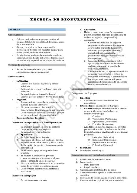 TECNICA DE BIOPULPECTOMIA