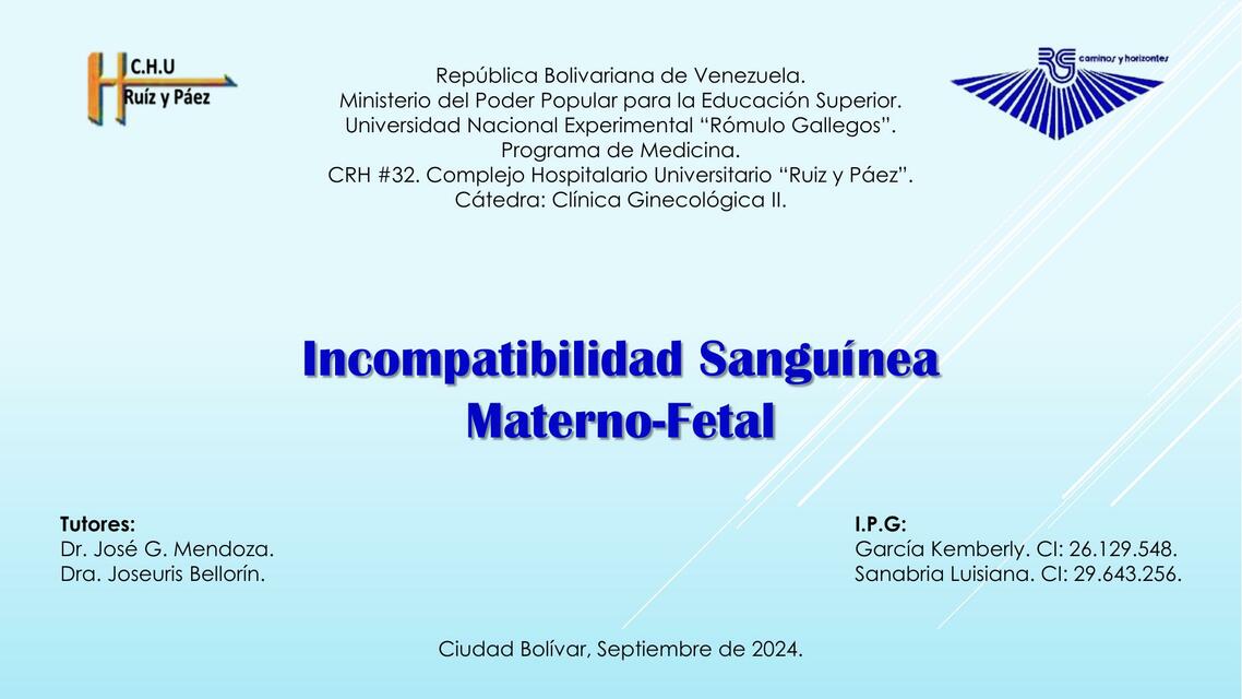 Incompatibilidad sanguinea Materno Fetal