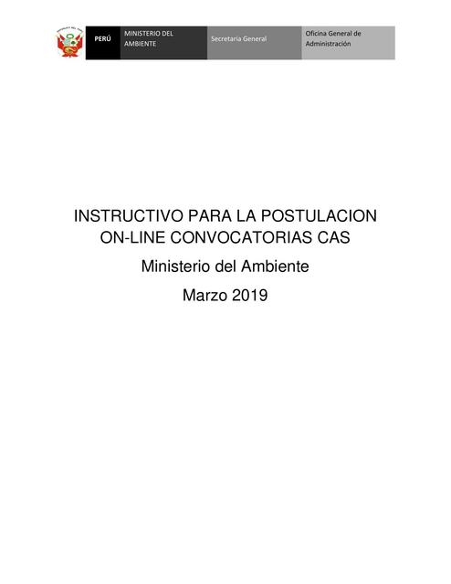 MANUAL DE POSTULACION ON LINE CONVOCATORIAS CAS MI