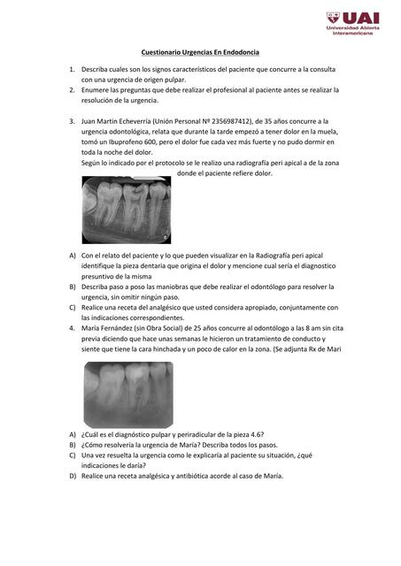 Cuestionario Urgencias En Endodoncia Final