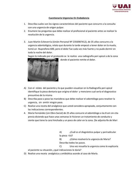 Activ Asincronica Cuestionario Urgencias En Endodo