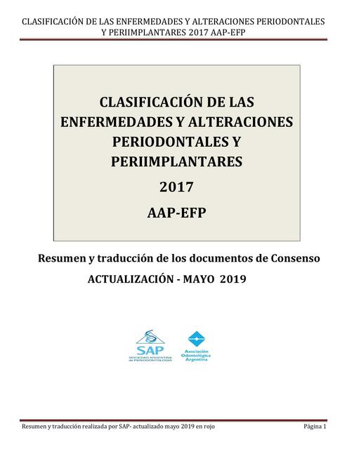 Clasificación enfermedades periodontales