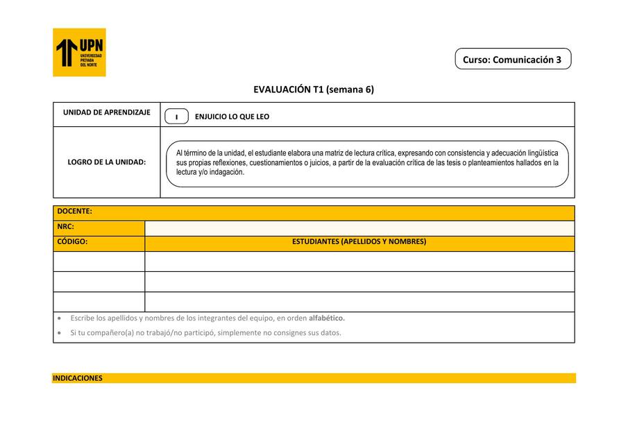 Evaluación T2 comu3