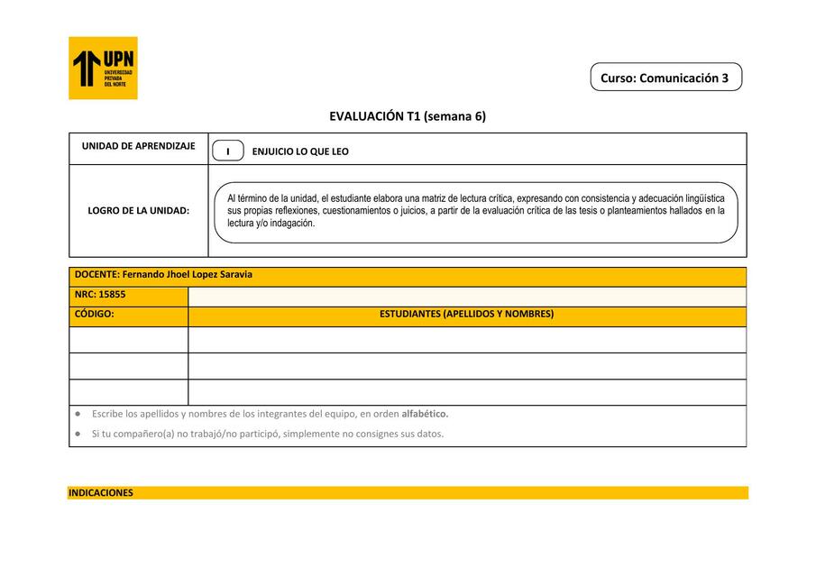 Evaluación T1 Comu3