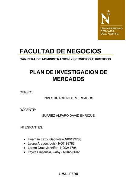 Plan de investigación de mercados 