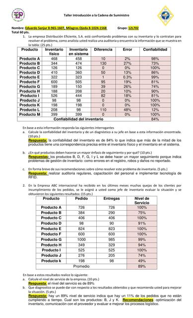 Tarea Confiabilidad nivel de servicio y valoración