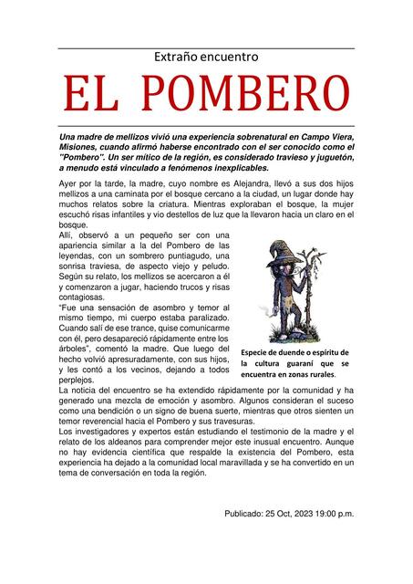 Crónica: Extraño encuentro EL POMBERO