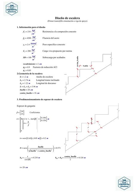 Diseño de escalera de hormigon primer tramo