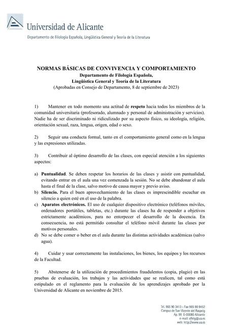 normas basicas de convivencia comportamiento y uso