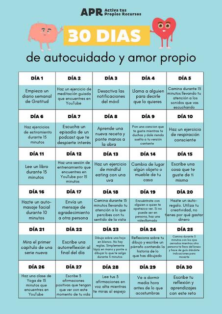 30 días de autocuidado y amor propio Activa tus Pr