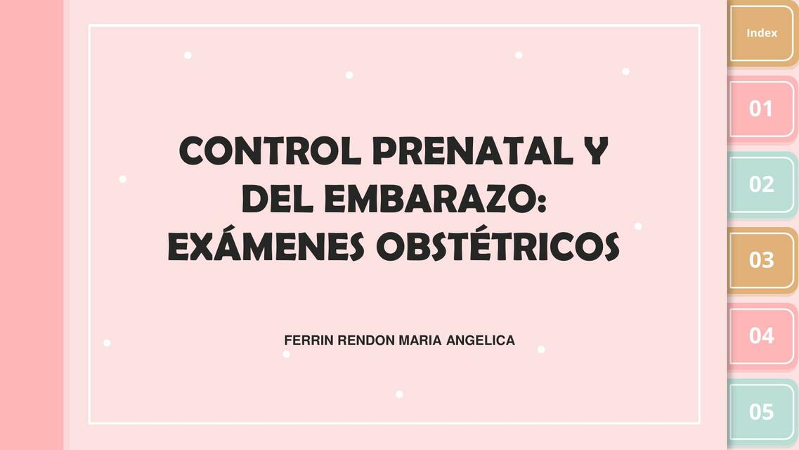 CONTROL PRENATAL Y DEL EMBARAZO: EXAMENES OBSTETRICOS