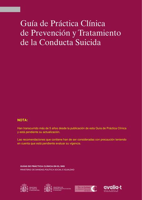 Guía de práctica clínica de prevención y tratamiento de la conducta suicida 