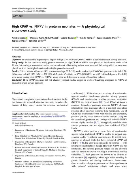 HIGH CPAP VS NIPPV IN RNPT