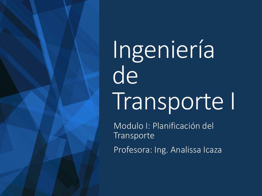 Modulo I Planificacion del transporte