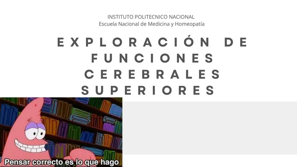 Exploración de funciones cerebrales superiores 1