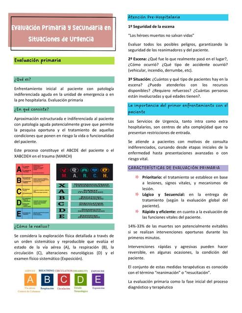 evaluacion primaria y secundaria en situaciones de urgencia