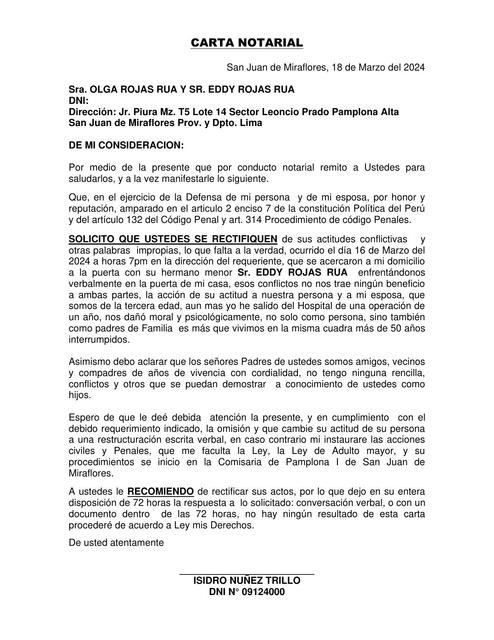 CARTA NOTARIAL