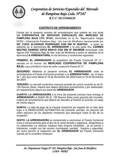 CONTRATO DE ARRENDAMIENTO