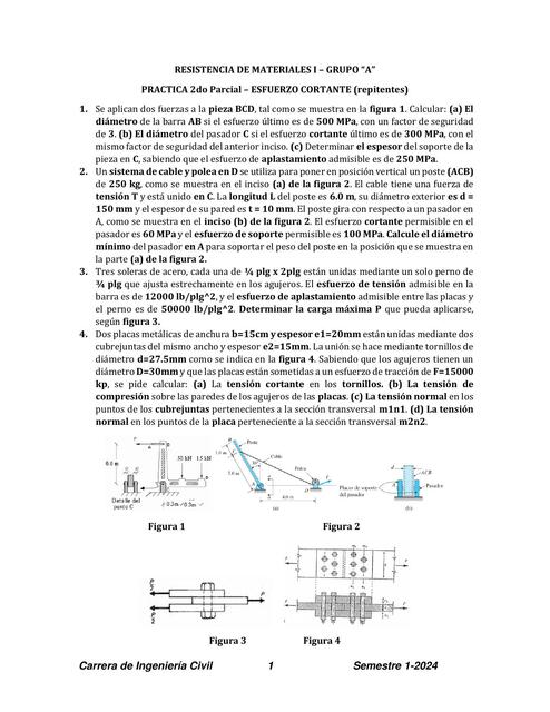 PRACTICA Segundo Parcial ESFUERZO CORTANTE