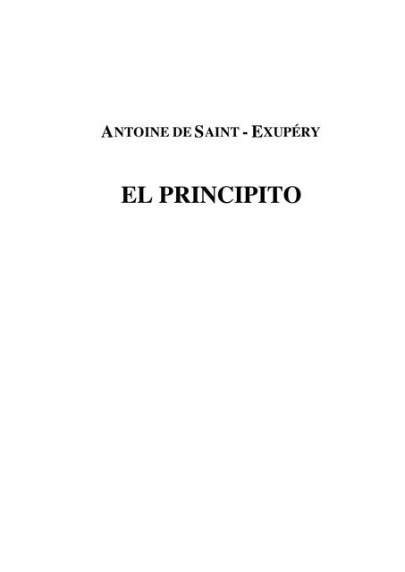 El Principito Autor Antoine de Saint Exupéry