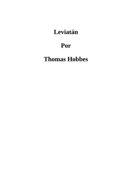 Leviatán Autor Thomas Hobbes