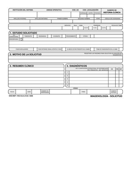 Form 012 Imagenologia