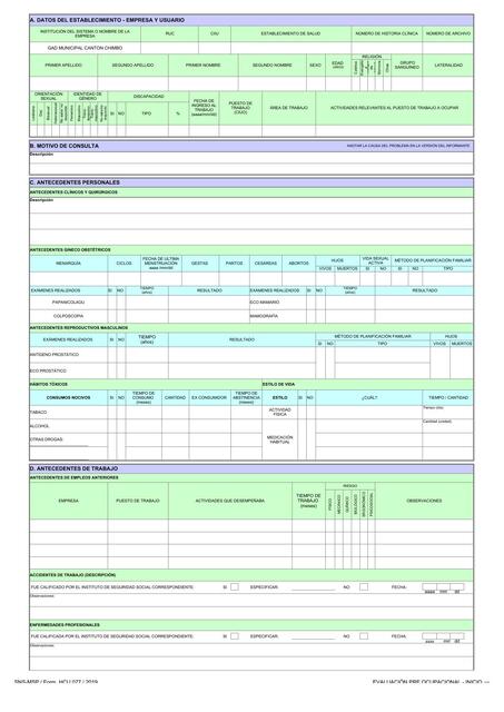 Formulario Seguridad y Salud Ocupacional form 077 INICIAL