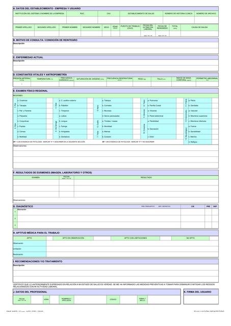 Formulario Seguridad y Salud Ocupacional form 079 REINTEGRO