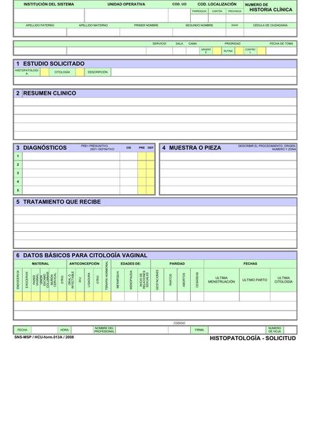 Form 013 Histopatologia