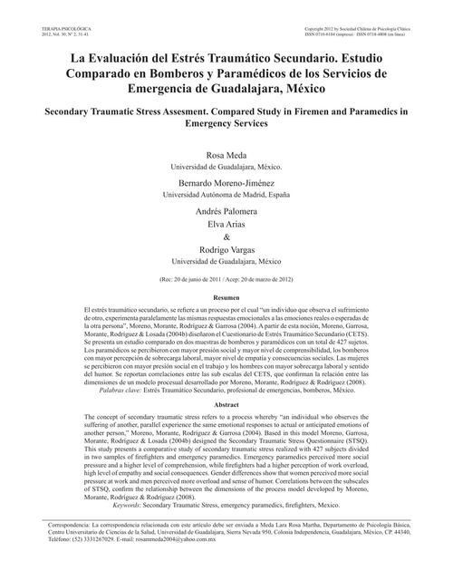 La Evaluación del Estrés Traumático Secundario Est
