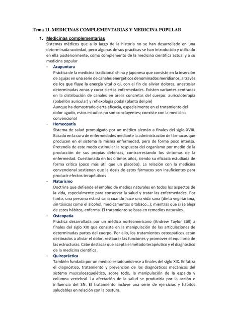 Medicinas complementarias y medicina popular 