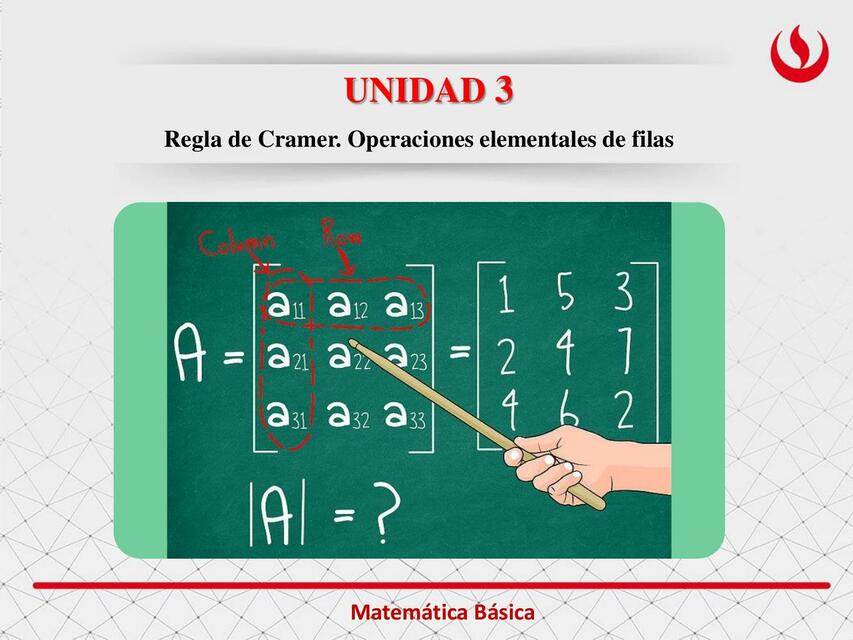 6 3 Regla de Cramer Operaciones elementales de fil