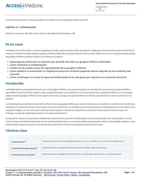 Chapter 11 Lymphadenopathy