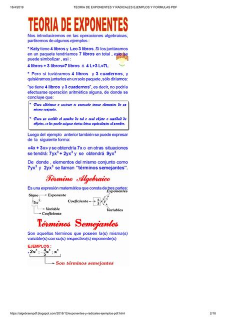 123 ALGEBRA problemas resueltos de Teoria de exponentes