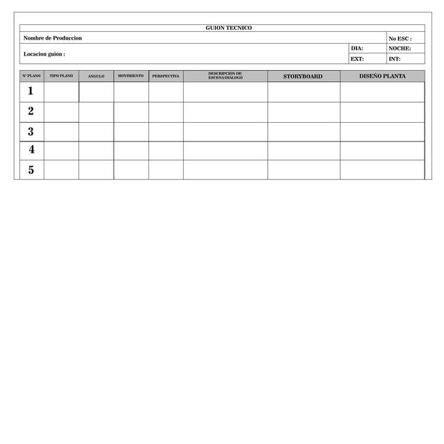 FORMATO DE DESGLOSE DE GUION - Taller de Técnicas Audiovisuales