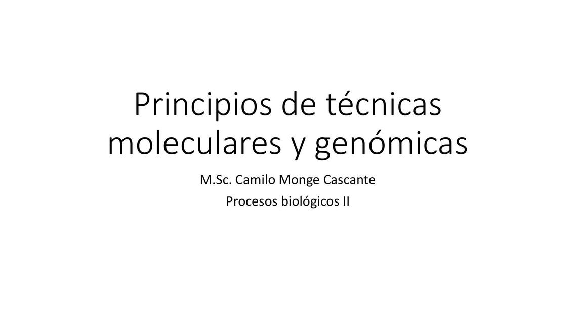 Tecnicas moleculares y genómicas