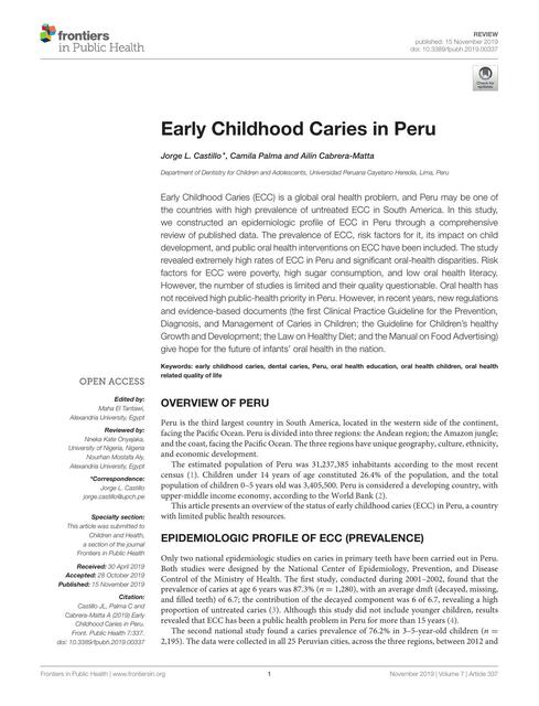 Early childhood caries in Peru Jorge Castillo Cami