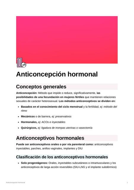 Anticoncepción hormonal