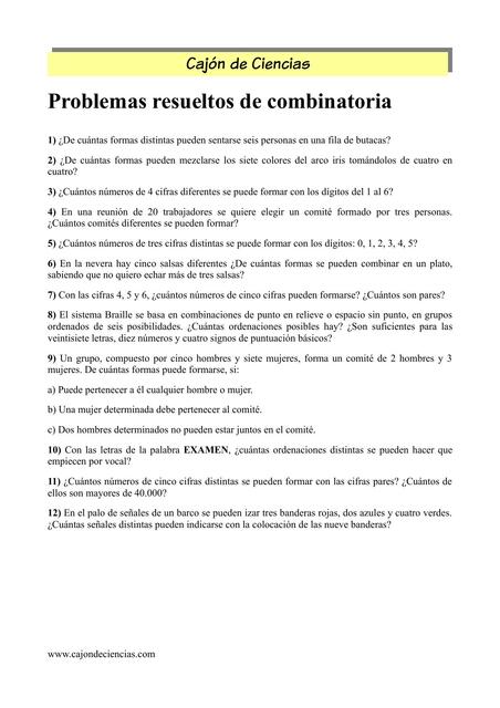 Problemas resueltos de combinatoria META uDocz
