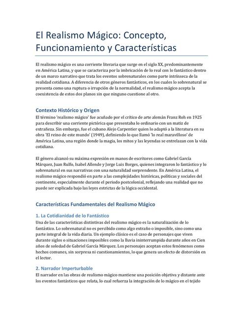 Realismo Mágico Ensayo