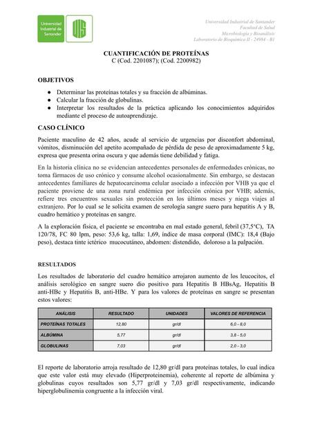 Informe Cuantificación de proteínas