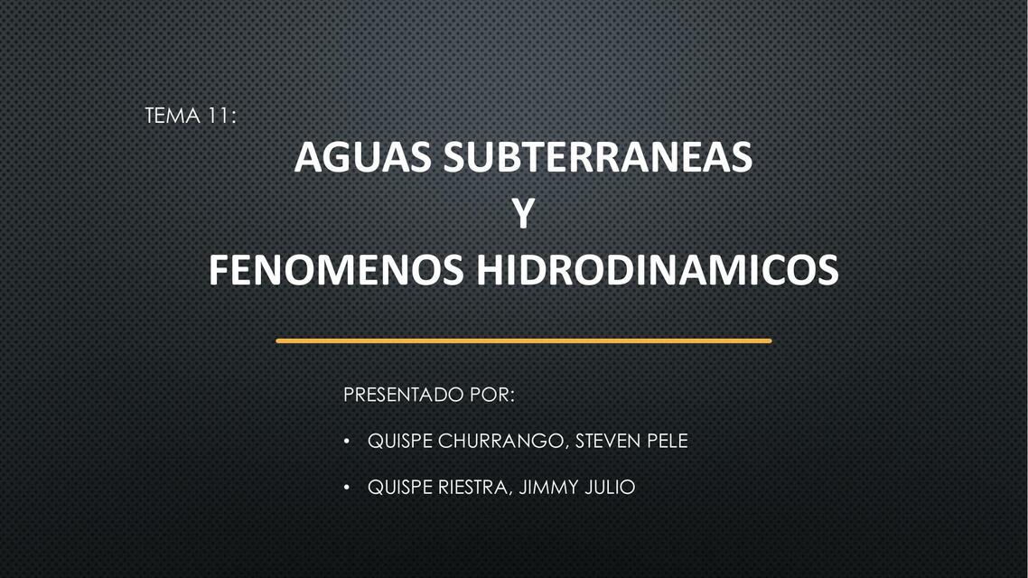 Aguas subterráneas y fenómenos hidrodinámicos 