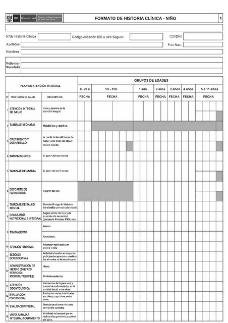 FORMATO GRATUITO DE HISTORIA CLINICA PERU