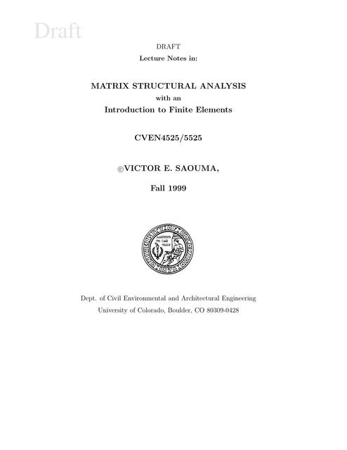 Matrix Structural Ananysis(With An Introduction To Finite Elements).Pdf