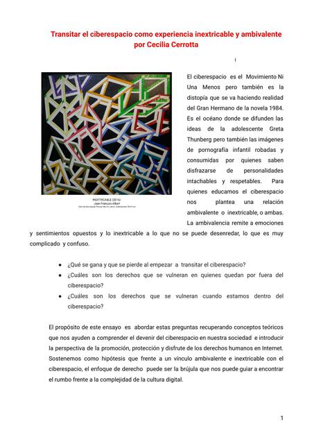 Cerrotta Transitar el ciberespacio como experienci