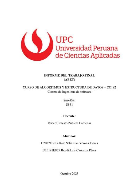 CC182 Informe TrabajoFinal Algoritmos Estructura D